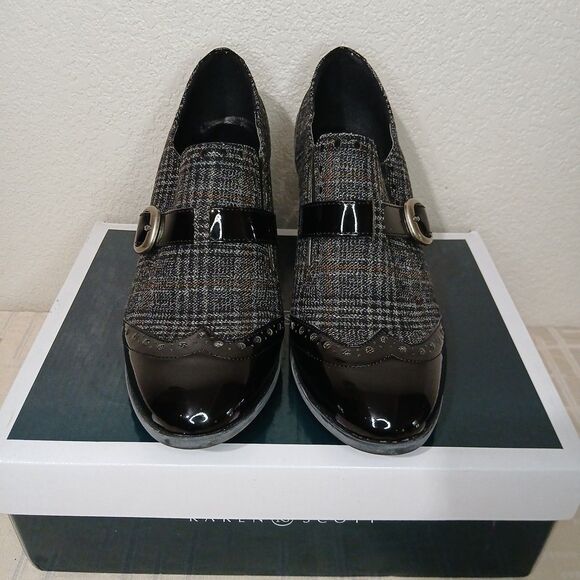 Karen Scott Womens Black Wingtip Plaid Kaydan Shoe Size 8 New In Box - Picture 2 of 7